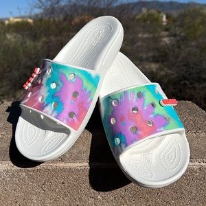 New Crocs Colorful Tie Dye Splat Slides / Sandals